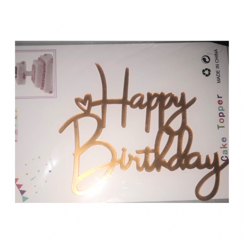 C/TOPPER HBD BADGE GOLD HEART 10CM C/TOPPER HBD BADGE GOLD HEART 10CM
